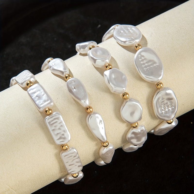 Set de 4 Pulseras con Perlas | Blanca Vela