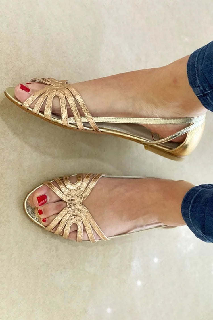 Eleonora | Sandalias Doradas Luz de Verano | Blanca Vela