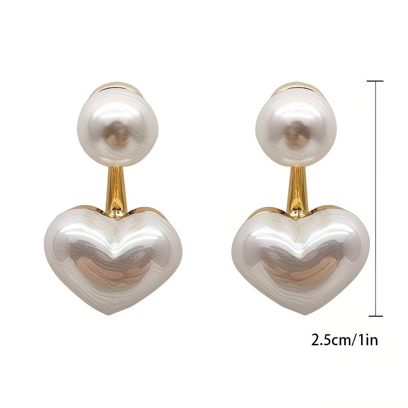 Pendientes de Corazón con Perla Doble | Blanca Vela