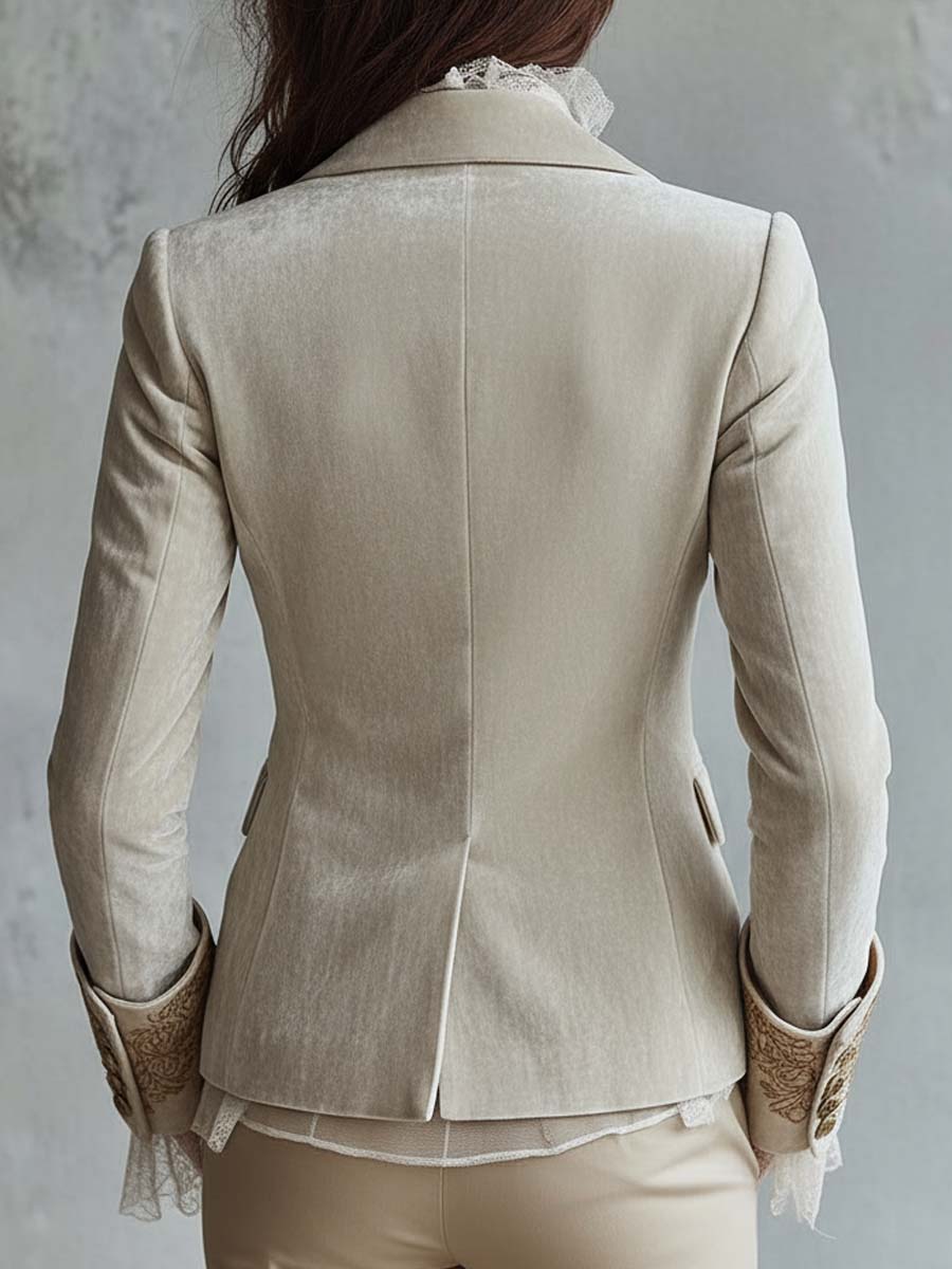 Blazer Sastre de Mujer Marfil Bordado | Blanca Vela