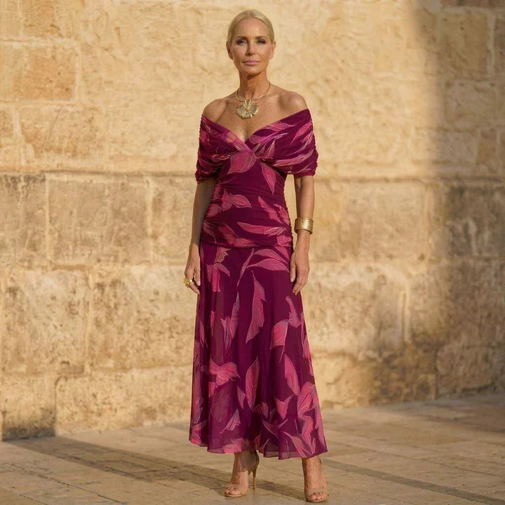 Laura™ – Elegante vestido con motivo de hojas | Blanca Vela