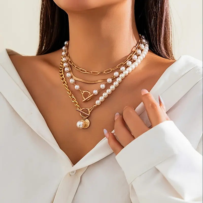 Set de Collares en Capas con Perlas Modernas | Blanca Vela
