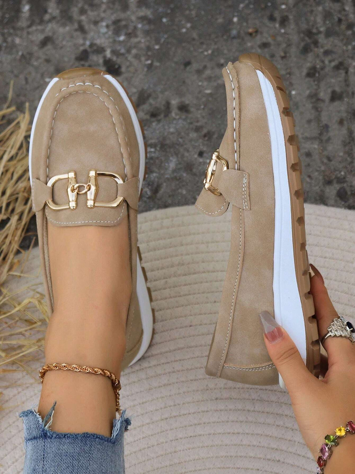 Daniela - Mocasines Plataforma con Hebilla | Blanca Vela