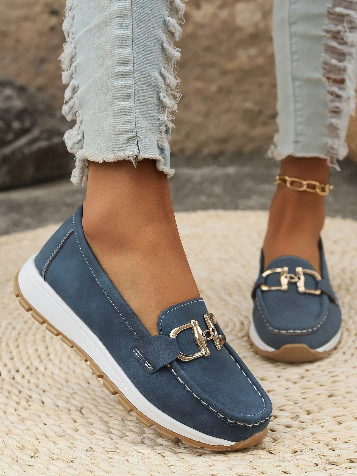 Daniela - Mocasines Plataforma con Hebilla | Blanca Vela