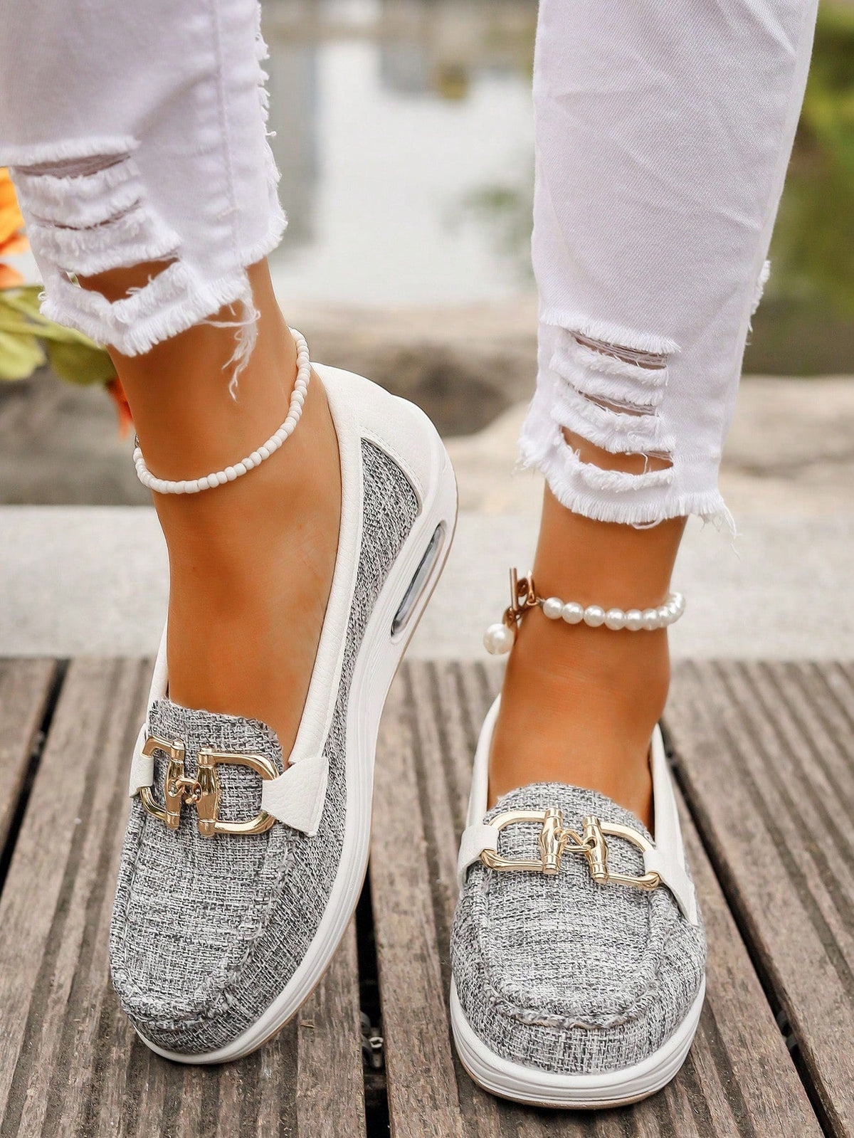 Daniela - Mocasines Plataforma con Hebilla | Blanca Vela