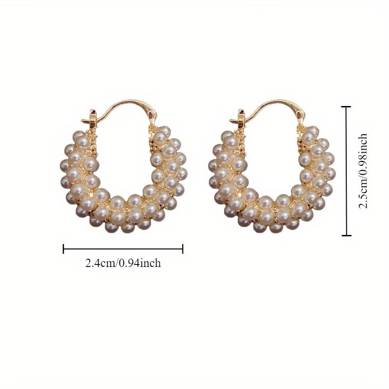 Pendientes de aro con perlas en capas | Blanca Vela