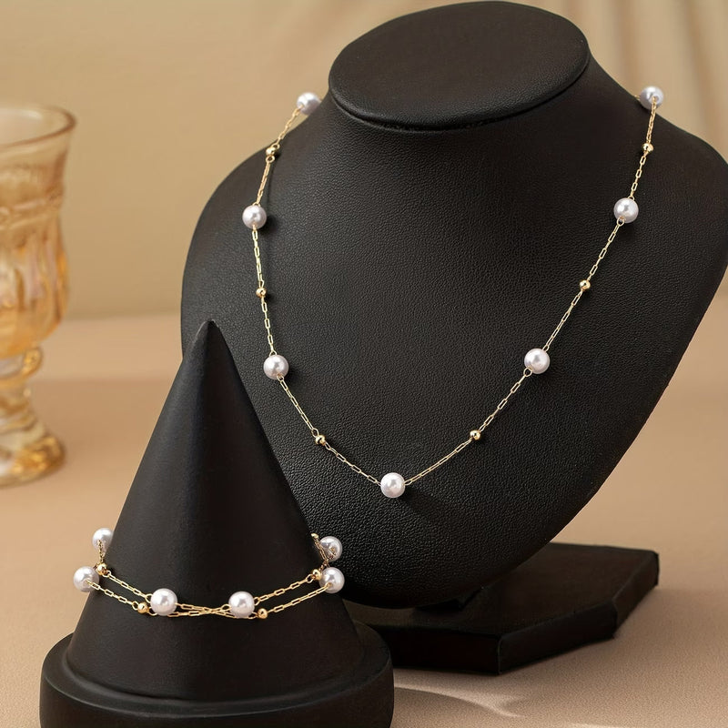 Set de Joyas con Cadena de Perlas Delicadas | Blanca Vela