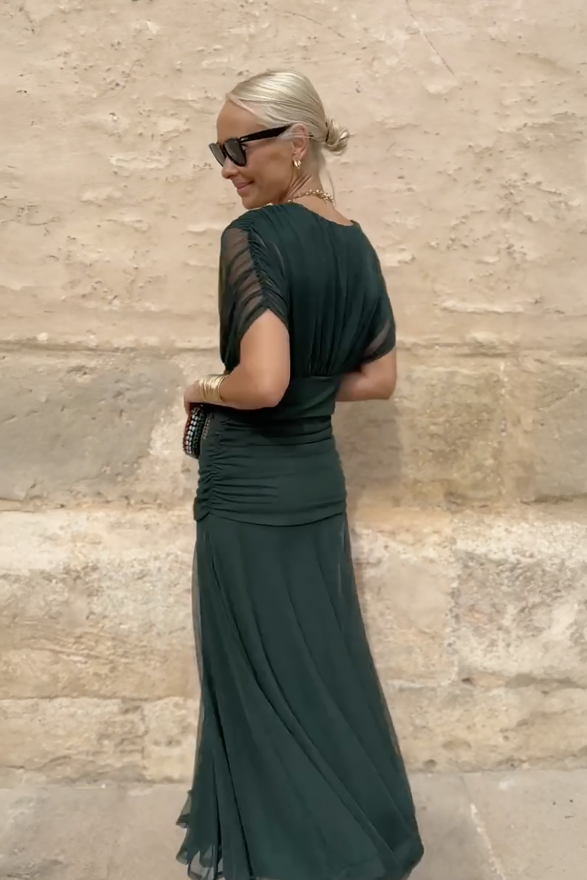 Luisa | Elegante vestido largo de fiesta con cuello en V | Blanca Vela
