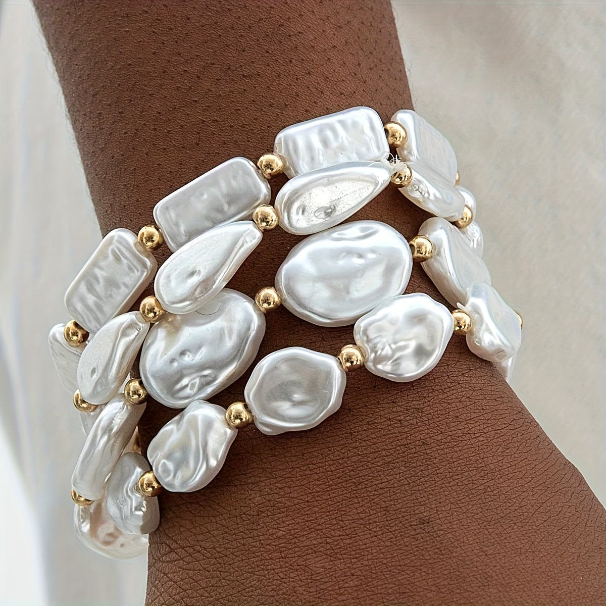 Set de 4 Pulseras con Perlas | Blanca Vela