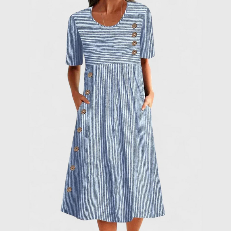Julia | Vestido midi a rayas | Blanca Vela