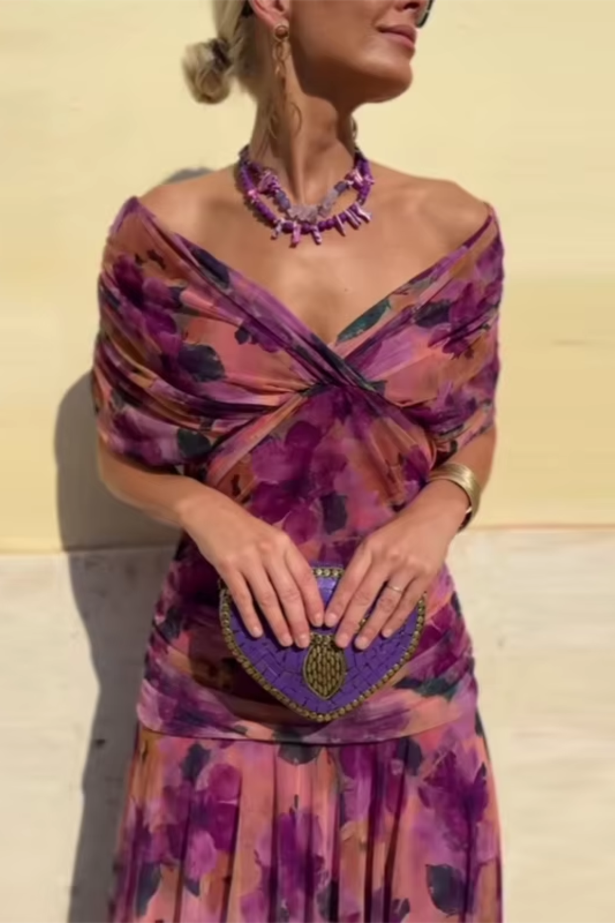 Luisa | Elegante vestido largo de fiesta con cuello en V | Blanca Vela