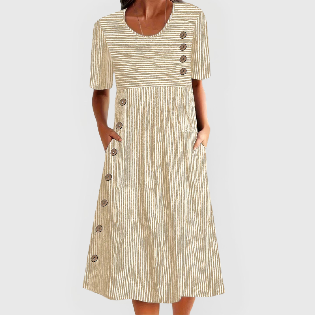 Julia | Vestido midi a rayas | Blanca Vela