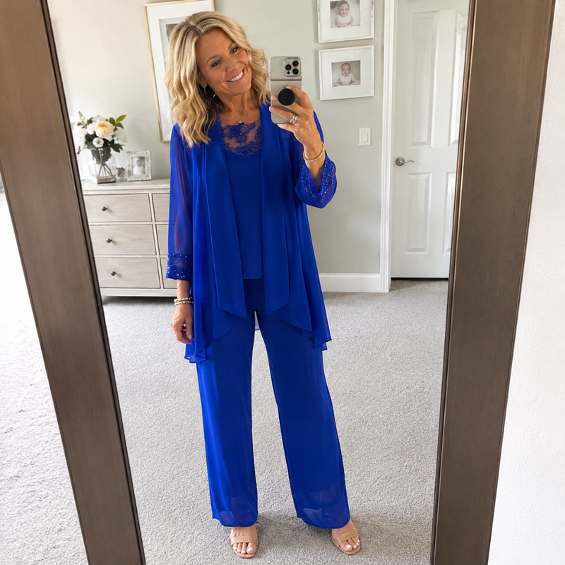Éléonore | Conjunto Chaqueta Fluida y Pantalón Ancho | Blanca Vela