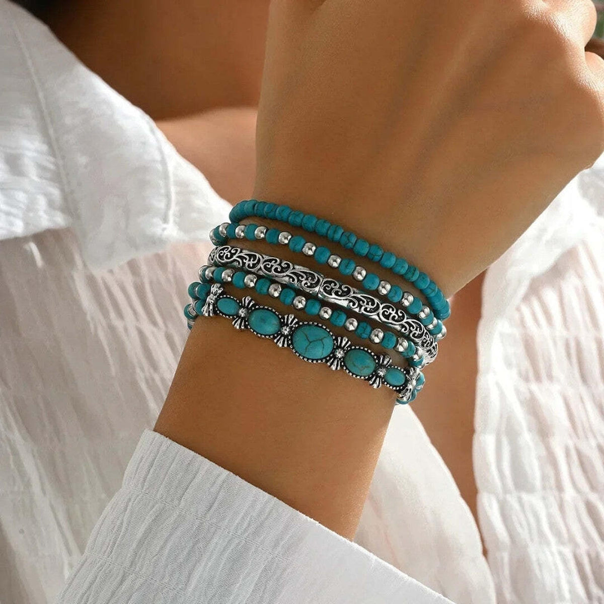 Mirella™ - Colección de Pulseras Boho con Cuentas Turquesas | Blanca Vela
