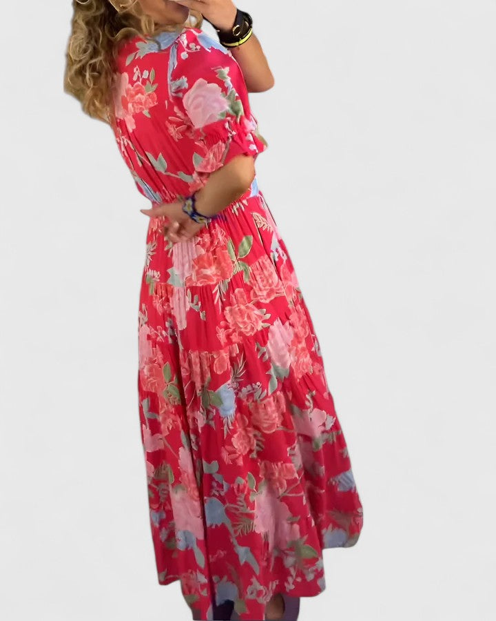 Miriam – Vestido floral con cuello en V | Blanca Vela