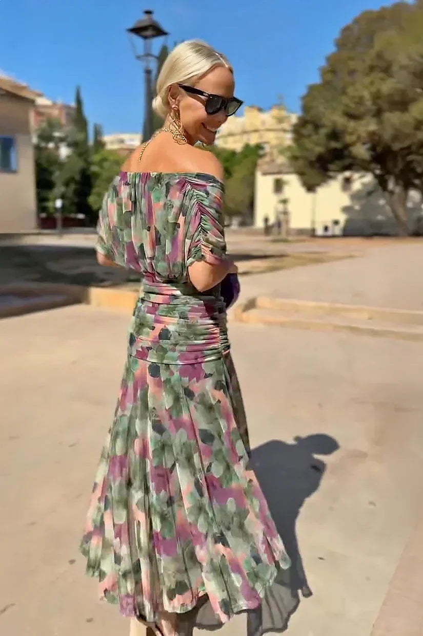 Luisa | Elegante vestido largo de fiesta con cuello en V | Blanca Vela