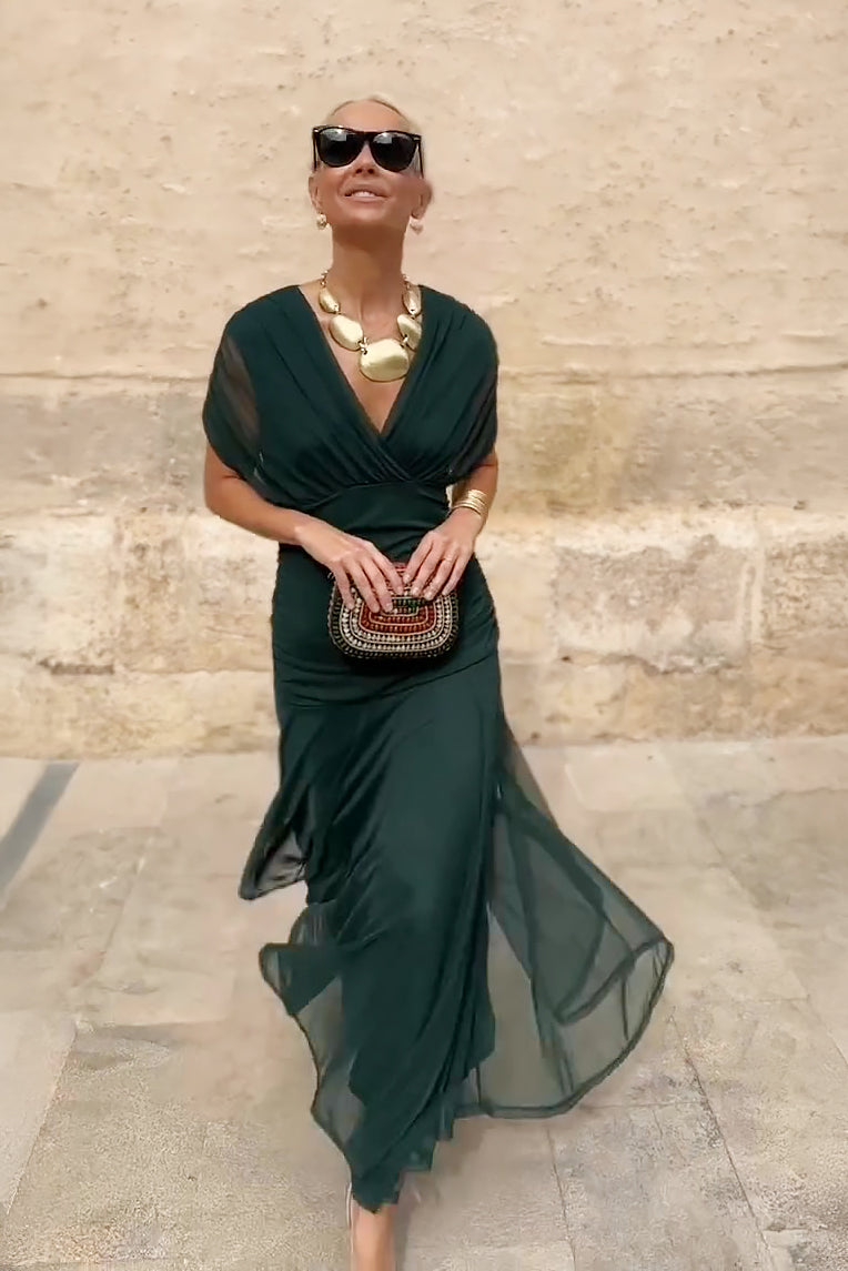 Luisa | Elegante vestido largo de fiesta con cuello en V | Blanca Vela