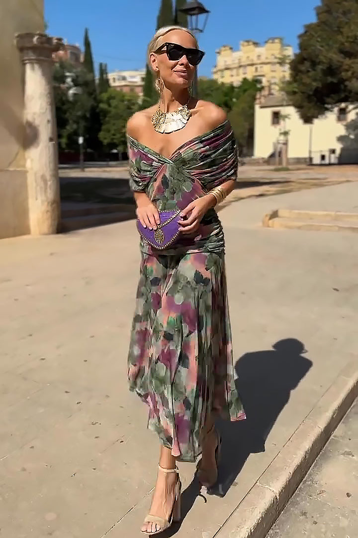 Luisa | Elegante vestido largo de fiesta con cuello en V | Blanca Vela