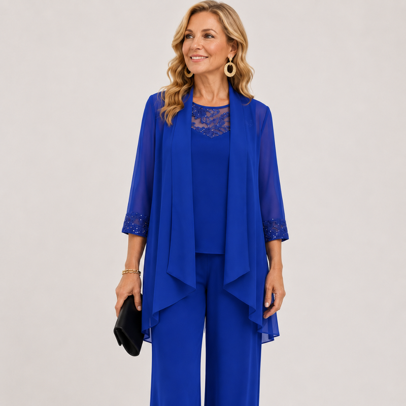 Éléonore | Conjunto Chaqueta Fluida y Pantalón Ancho | Blanca Vela