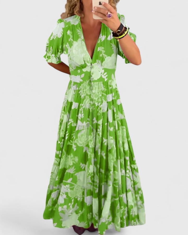 Miriam – Vestido floral con cuello en V | Blanca Vela