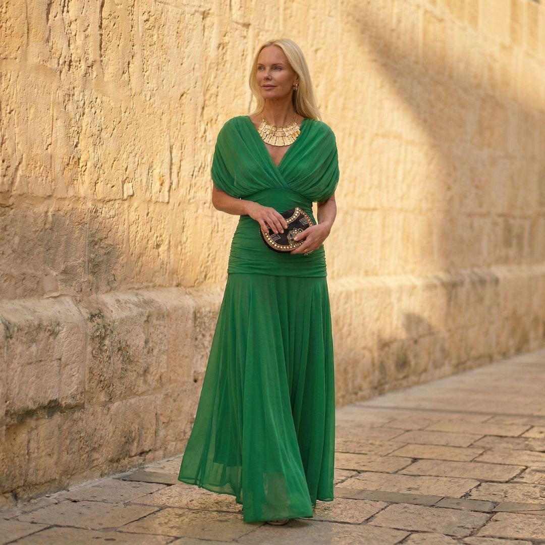 Nela™ – Elegante vestido verde intenso | Blanca Vela