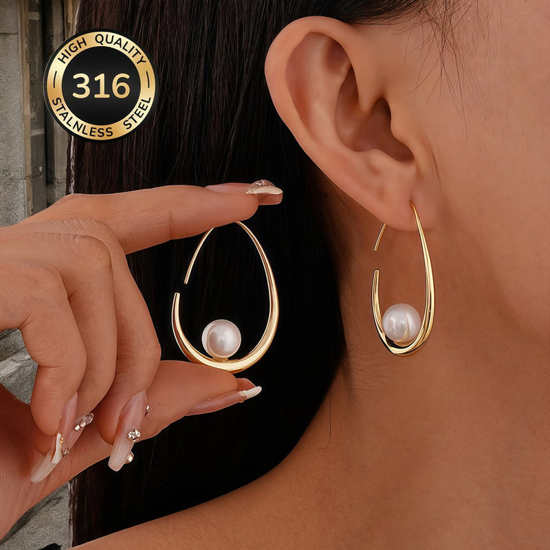 Pendientes de aro con perlas crecientes | Blanca Vela
