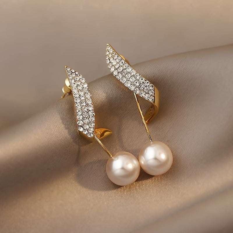 Pendientes de Perla a Pluma de Cristal | Blanca Vela