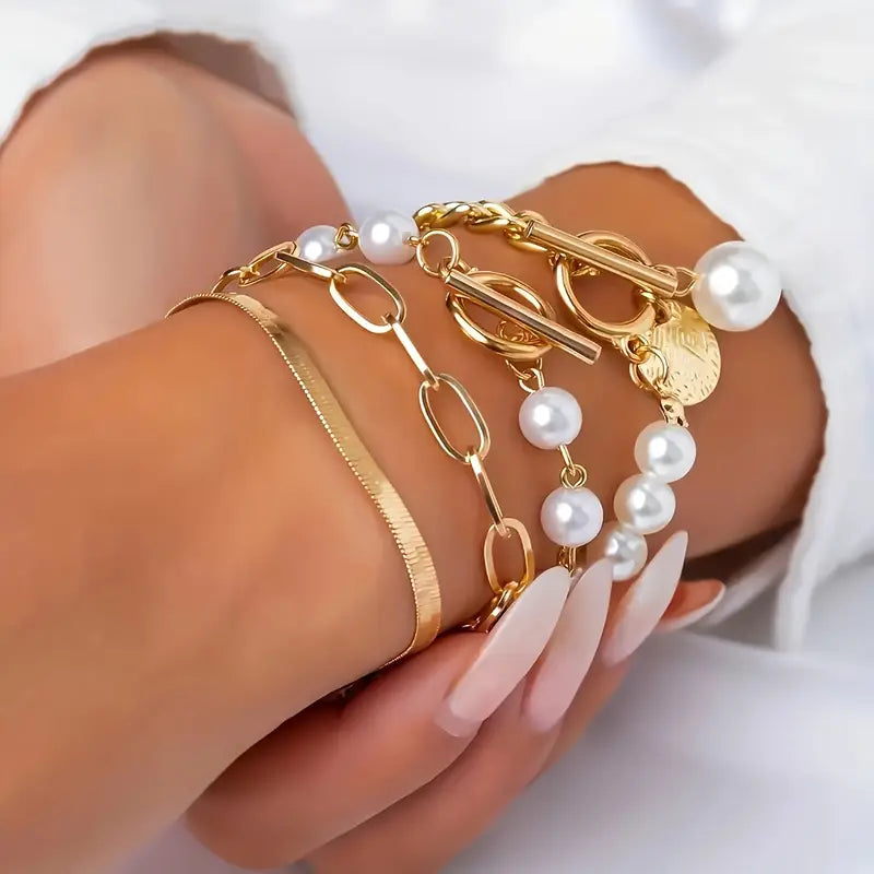 Set de Pulseras de Perlas a Capas de Lujo | Blanca Vela