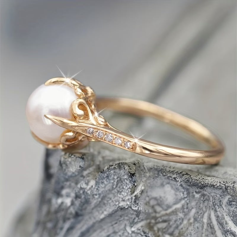 Anillo Delicado de Perlas y Cristales | Blanca Vela