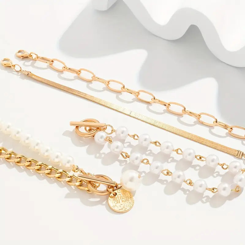 Set de Pulseras de Perlas a Capas de Lujo | Blanca Vela