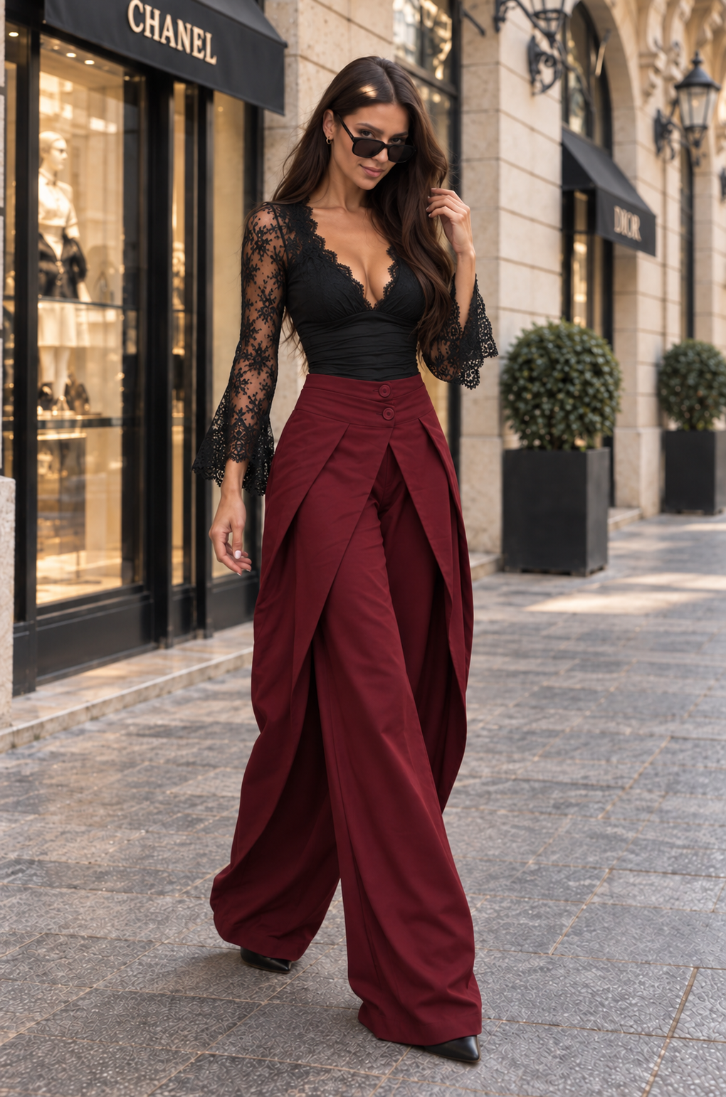 Gilda - Conjunto body de encaje y pantalón | Blanca Vela