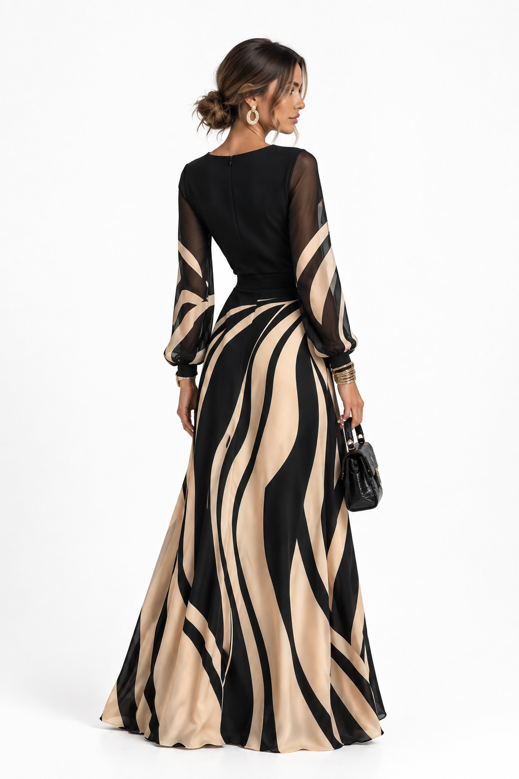 Vestido Aurora – Largo Estampado Ondas | Blanca Vela