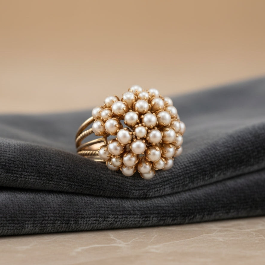 Anillo de Oro Clásico con Perla Incrustada | Blanca Vela