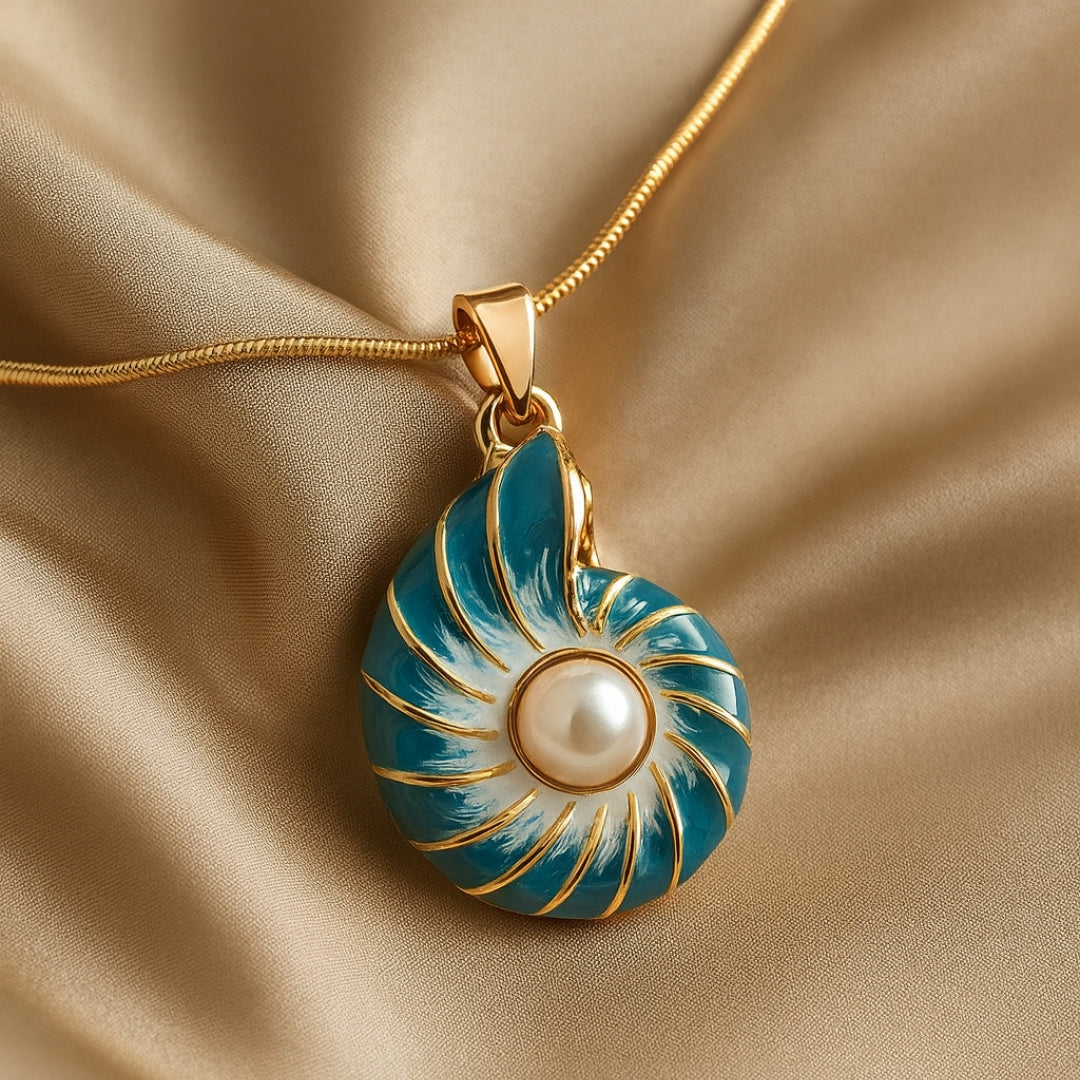 Collar con Concha Azul Perla | Blanca Vela
