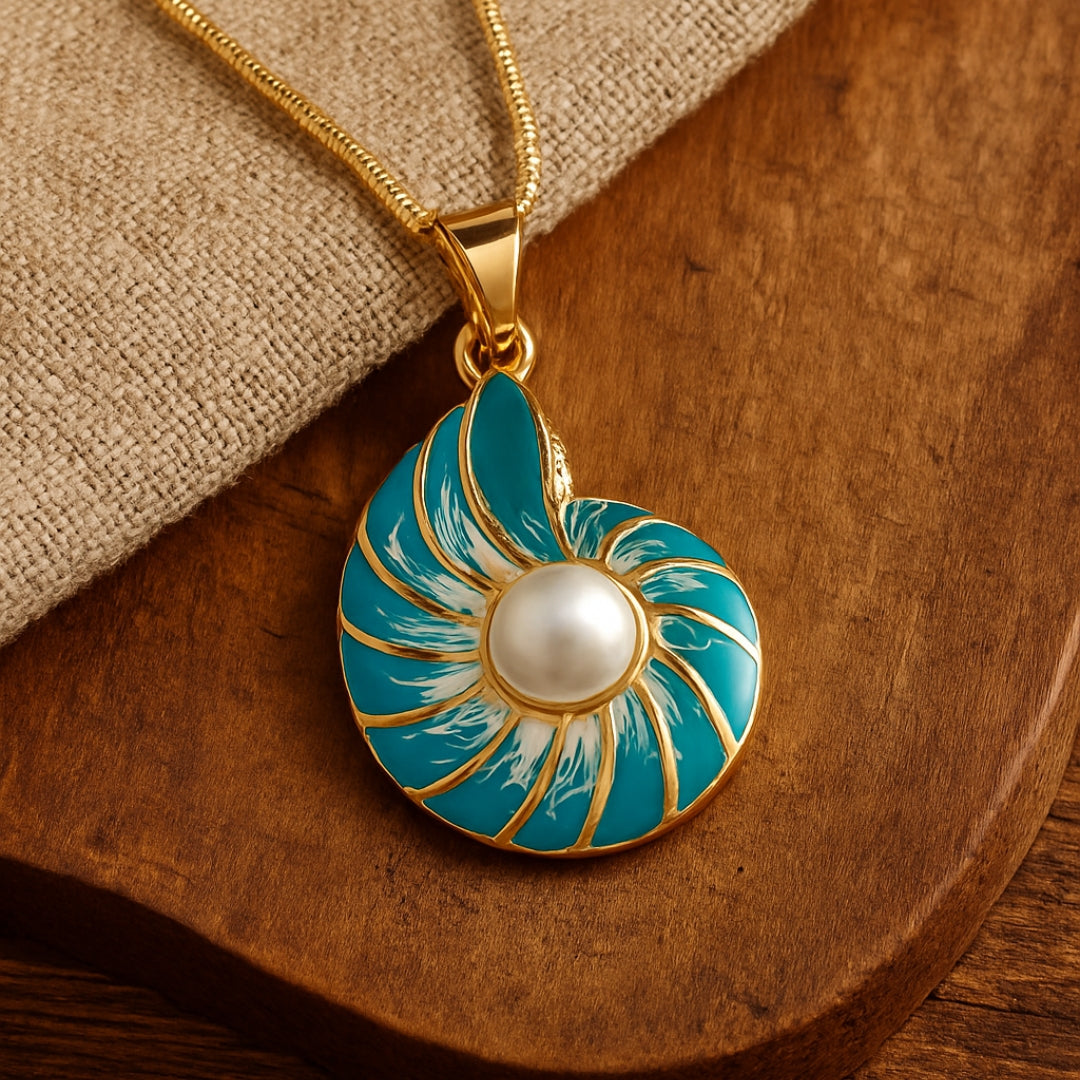 Collar con Concha Azul Perla | Blanca Vela