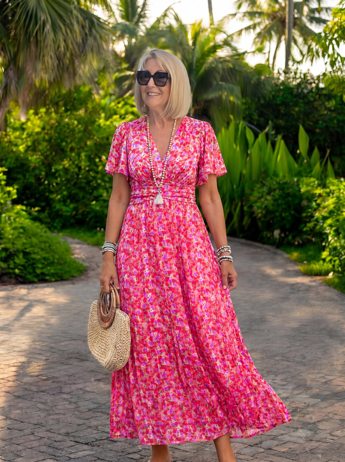 Elis – Vestido largo y vaporoso con estampado floral | Blanca Vela