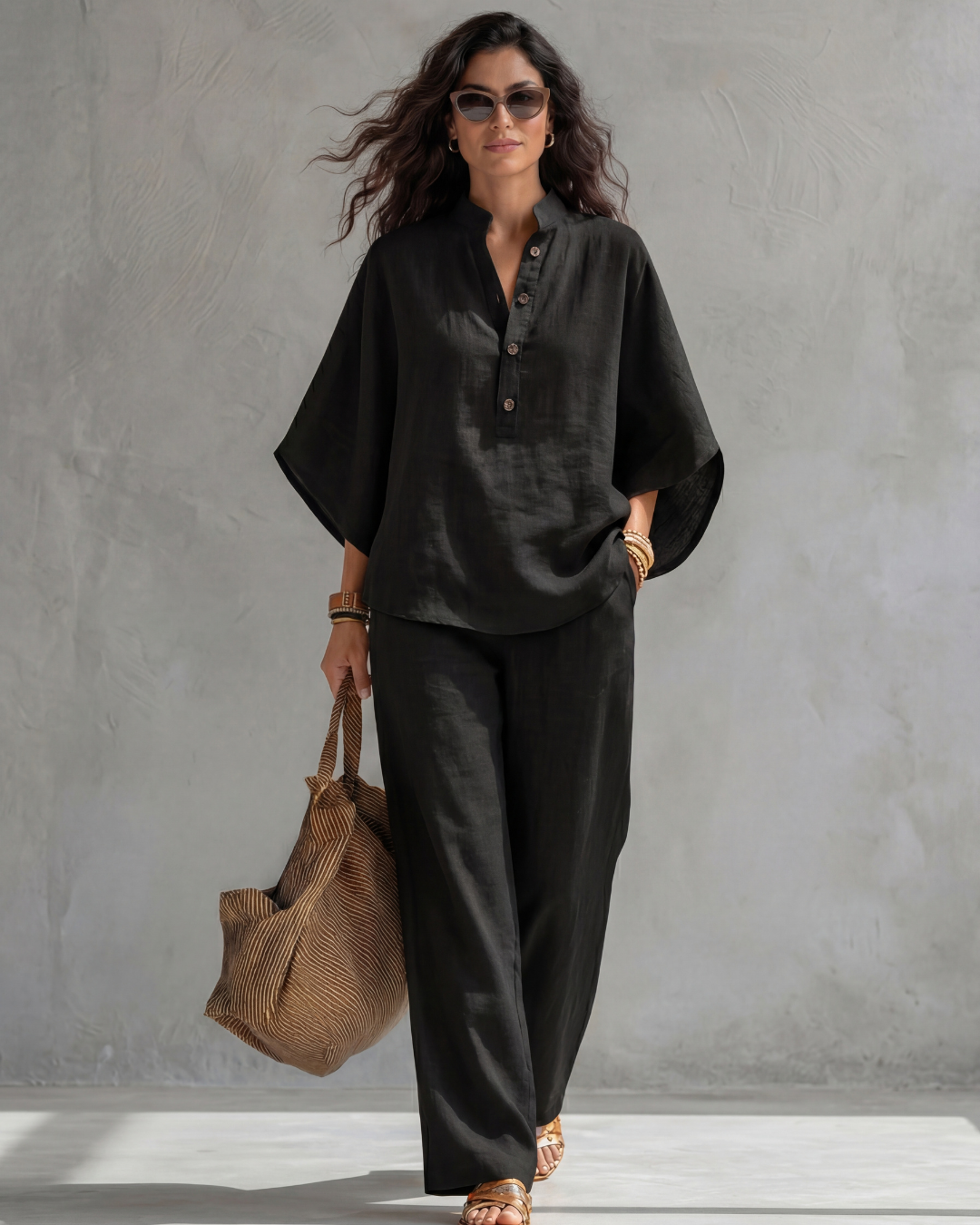 CLAUDIA | Conjunto con blusa abotonada | Blanca Vela