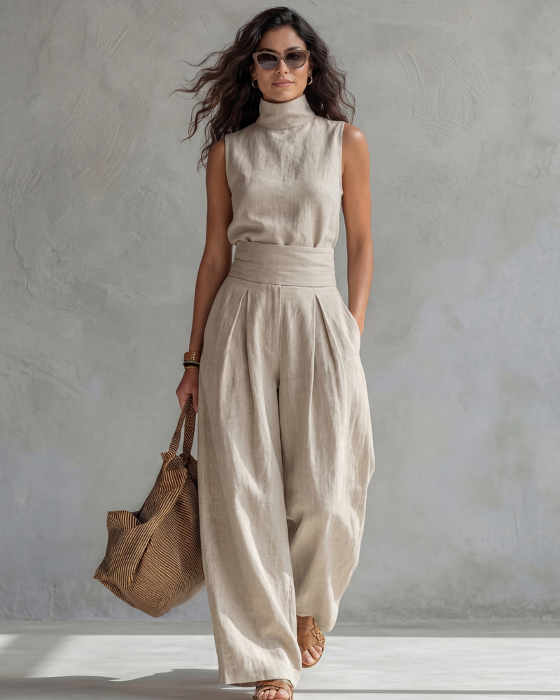 LUCÍA | Conjunto con top de cuello mao | Blanca Vela