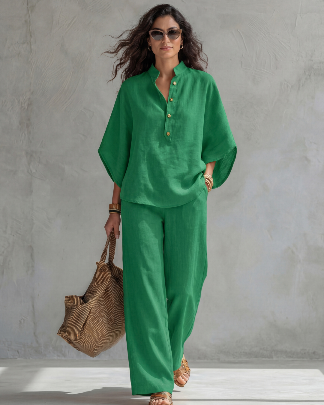 CLAUDIA | Conjunto con blusa abotonada | Blanca Vela