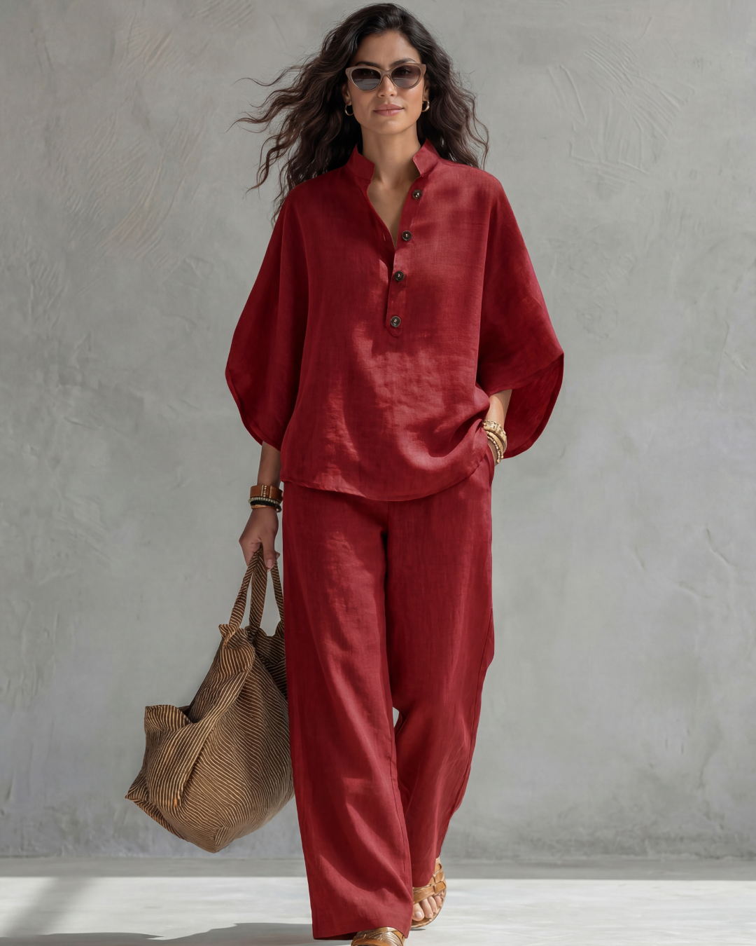 CLAUDIA | Conjunto con blusa abotonada | Blanca Vela