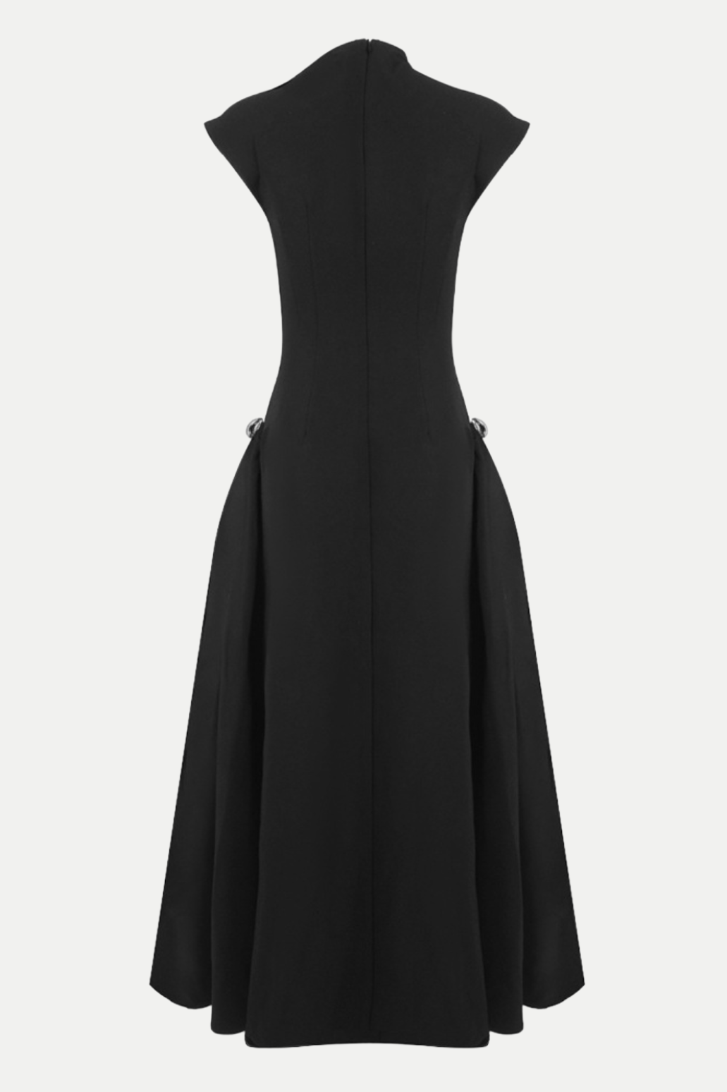 Eorkone Symmetric Drapes Flared Midi Dress - Black | Blanca Vela