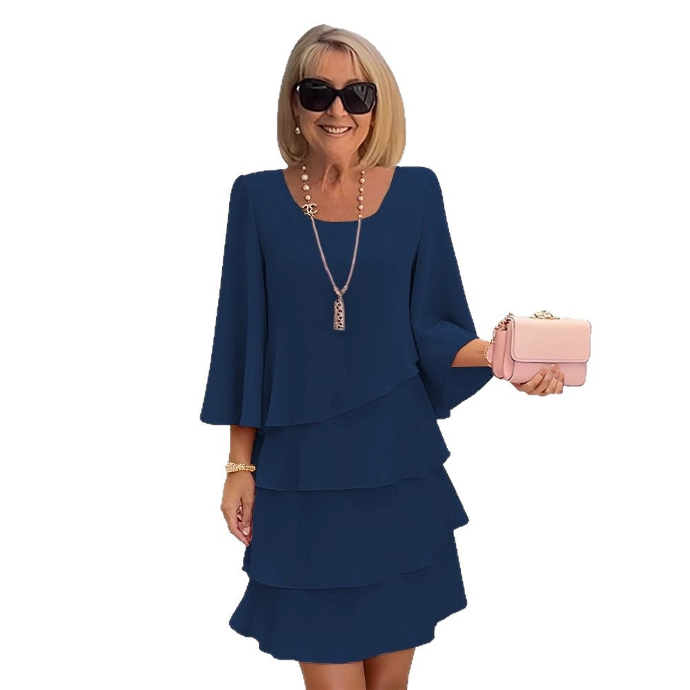 Maria – Elegante vestido midi con volantes | Blanca Vela