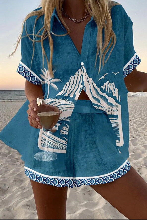 Virina™ | Conjunto Curto de Linho Mount Fuji | Blanca Vela