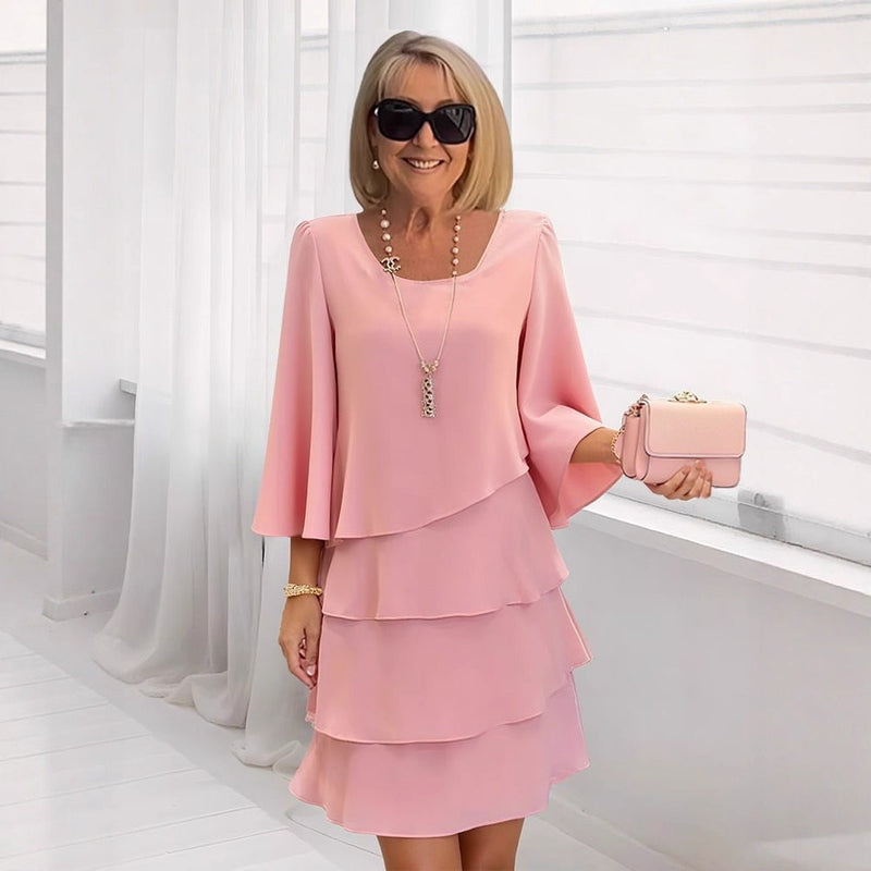 Maria – Elegante vestido midi con volantes | Blanca Vela