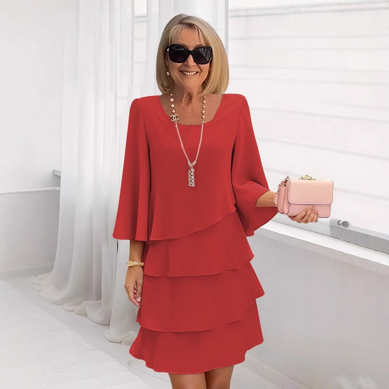 Maria – Elegante vestido midi con volantes | Blanca Vela