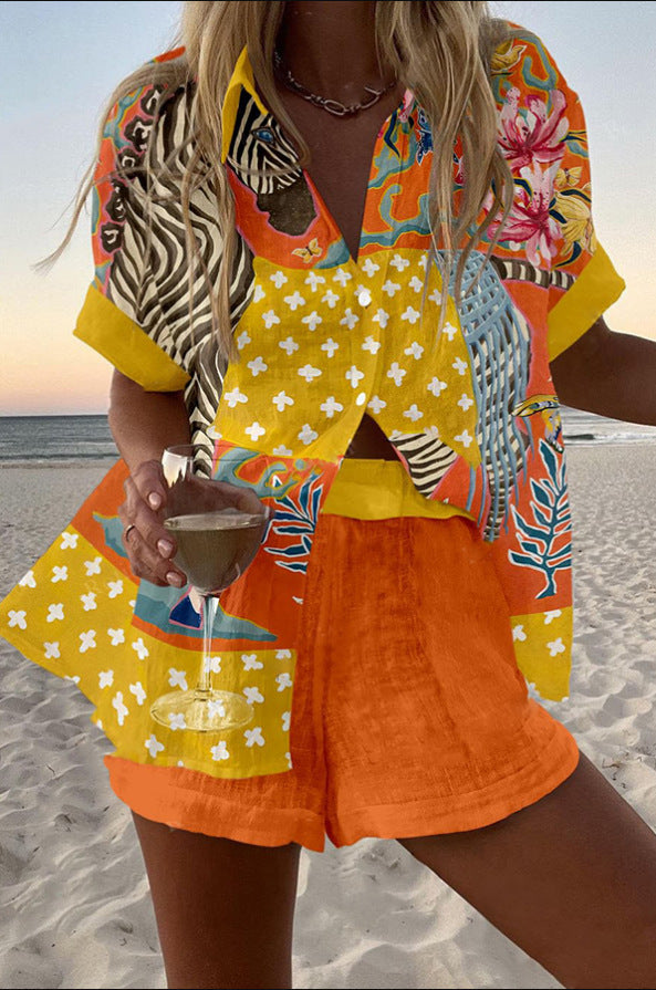 Norellia™ | Conjunto de Calções de Linho com Bolinhas | Blanca Vela
