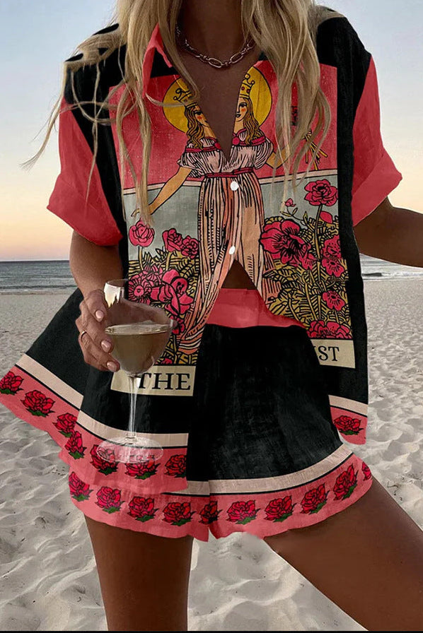 Yseline™ | Conjunto Curto de Linho Virgem Rosa | Blanca Vela