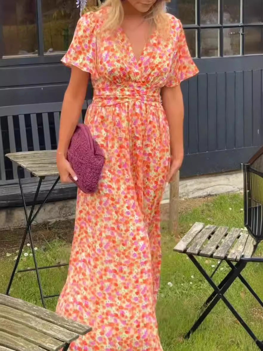 Elis – Vestido largo y vaporoso con estampado floral | Blanca Vela
