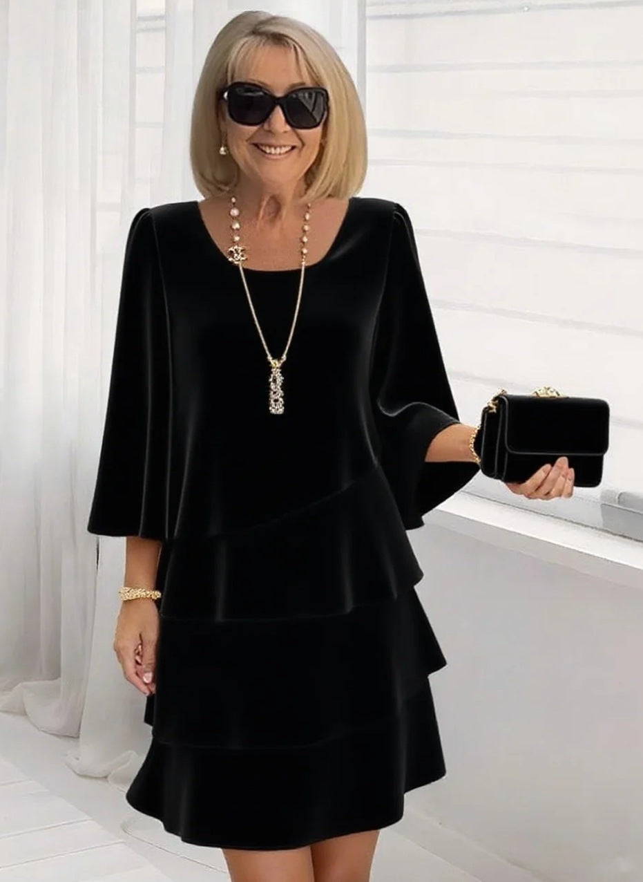 Maria – Elegante vestido midi con volantes | Blanca Vela