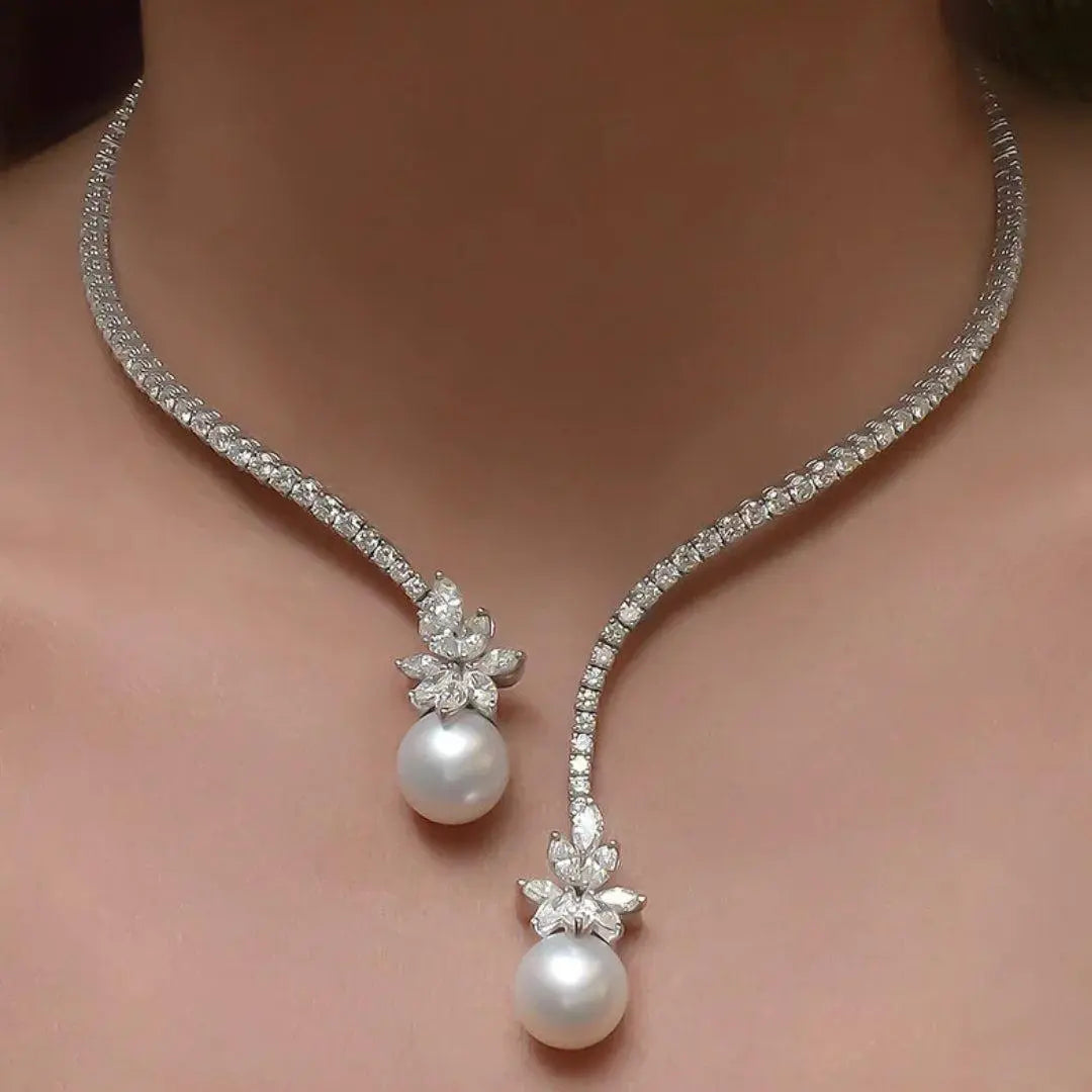 Collar Elegante y Luminoso con Perlas en Plata de Ley | Blanca Vela